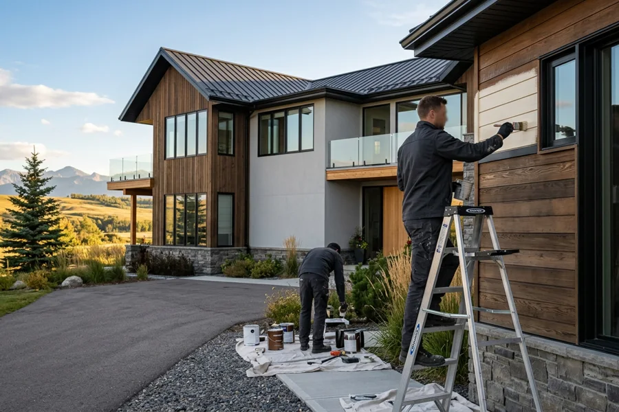 Freshly painted contemporary home exterior